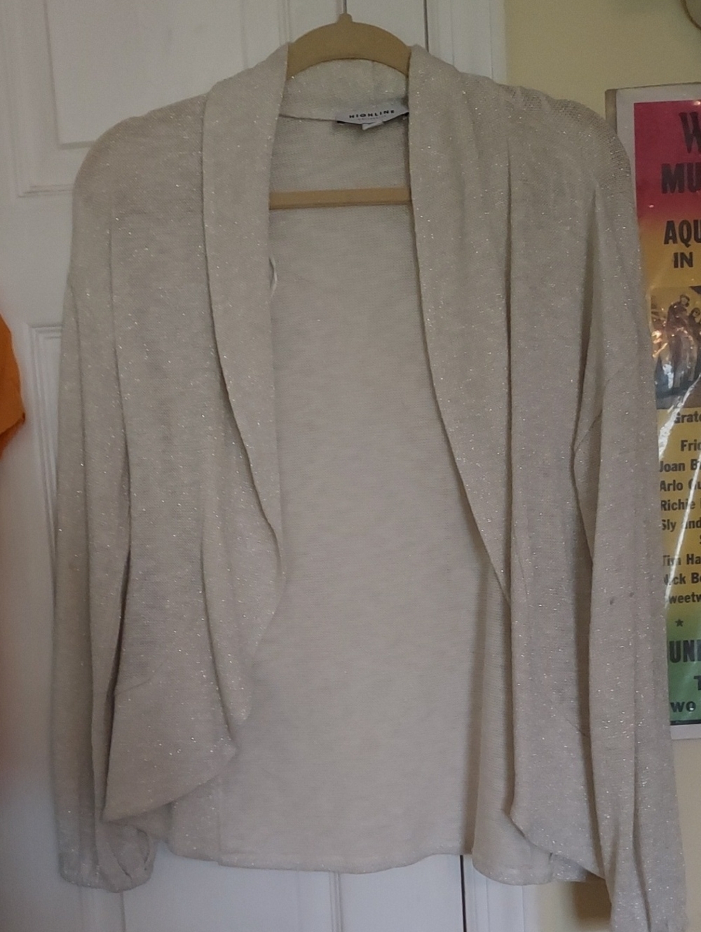 Womens Light Sweater Ivory With Metallic Silver Threads SP